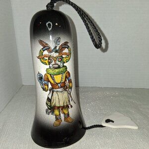 Glazed Pottery ceramic Kachina hanging wind chime bell Southwest Native American